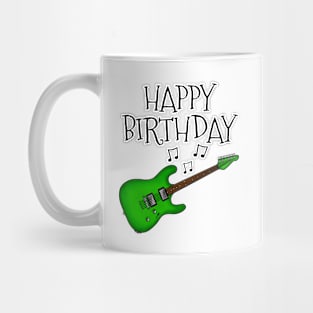 Electric Guitar Happy Birthday Guitarist Musician (Green) Mug